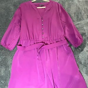 Covington Women Belted Stretch 3/4 Sleeves Dress Size 2X Purple